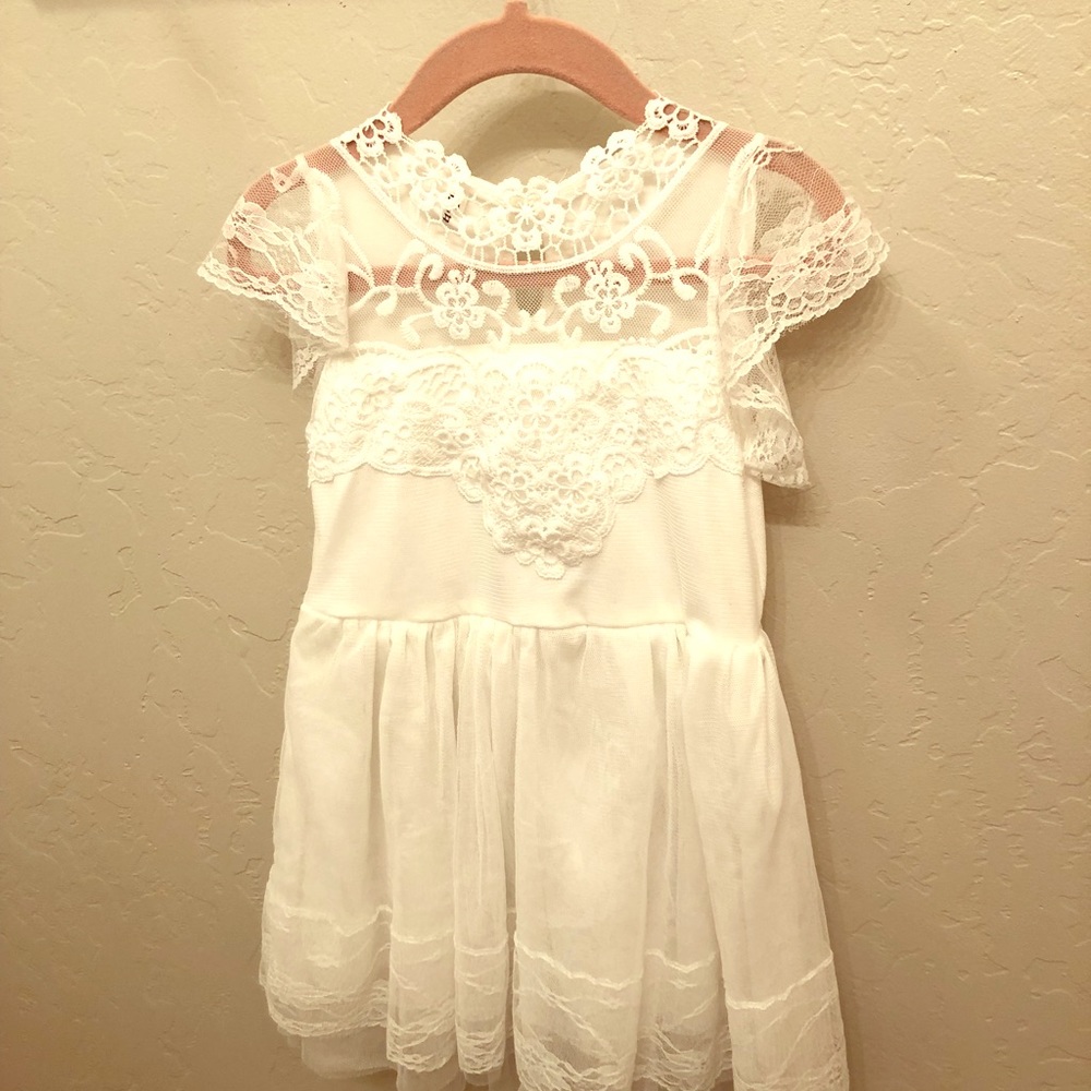 XS Girls White Lace Dress